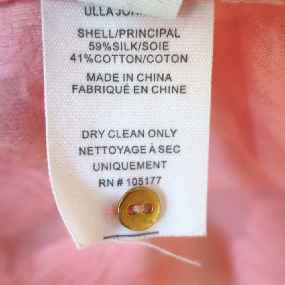 Ulla Johnson Blouse Sandrine Pink Floral Fil Coupe Size 2 Long Sleeve Top - Picture 8 of 8